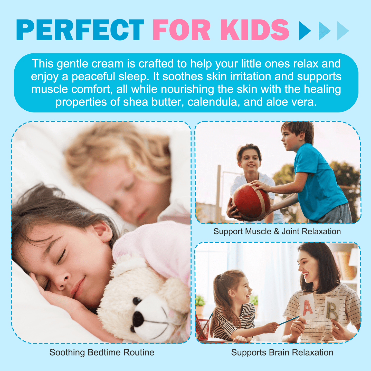 Aliver Magnesium Cream for Kids,Promotes Relaxation & Peaceful Sleep with Natural & Gentle Ingredients, Topical Magnesium Lotion 4.23 Oz
