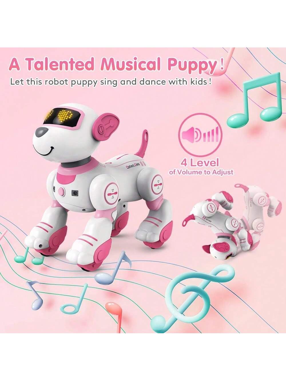 VATOS Remote Control Robot Dog Toy for Kids Interactive Touch & Follow 17 Functions Robot Dog Pet Programmable Smart Walking Puppy Intelligent Dancing RC Robot Toys for Boys Girls 3-12 Birthday Christmas Gifts