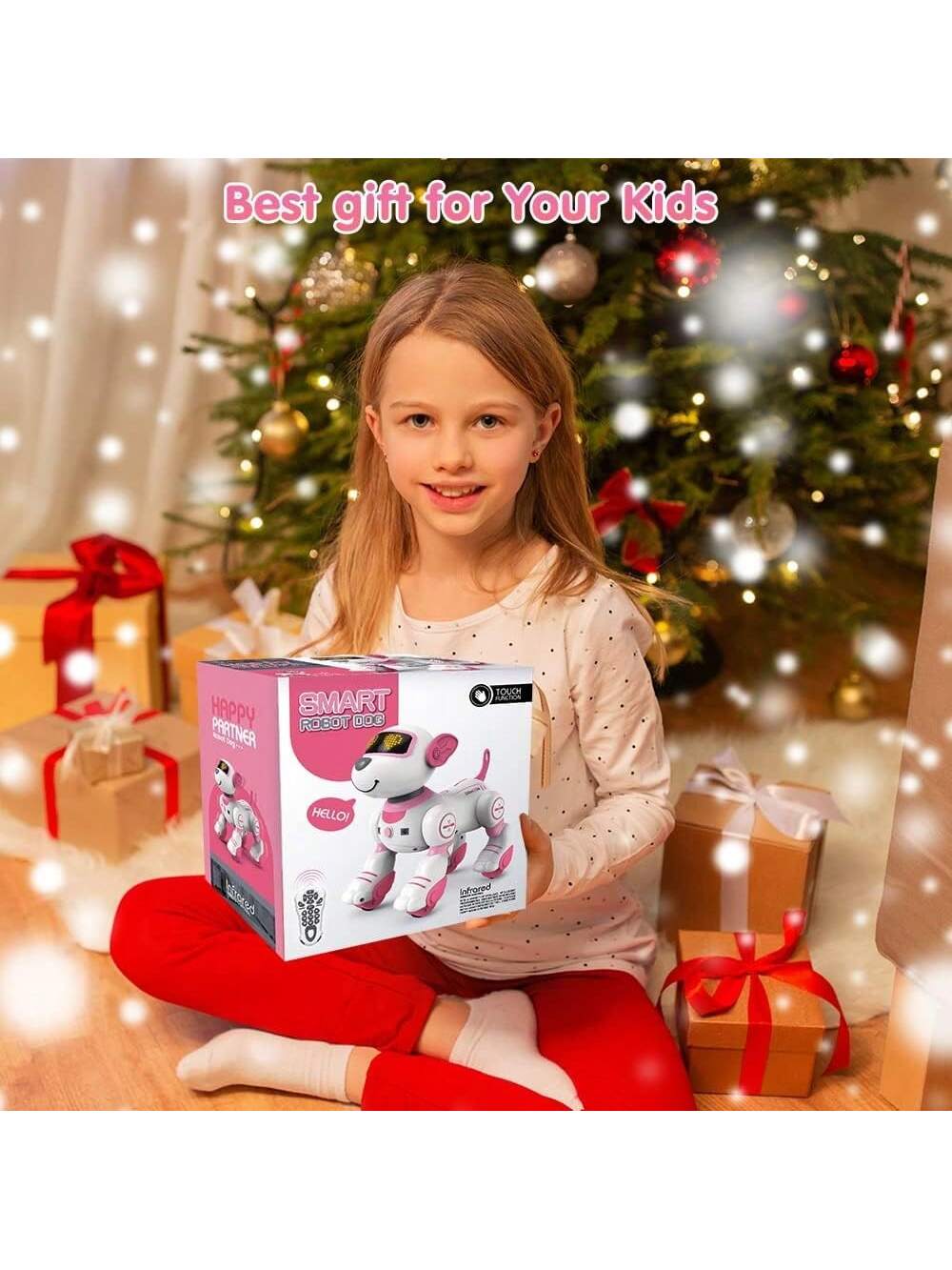 VATOS Remote Control Robot Dog Toy for Kids Interactive Touch & Follow 17 Functions Robot Dog Pet Programmable Smart Walking Puppy Intelligent Dancing RC Robot Toys for Boys Girls 3-12 Birthday Christmas Gifts