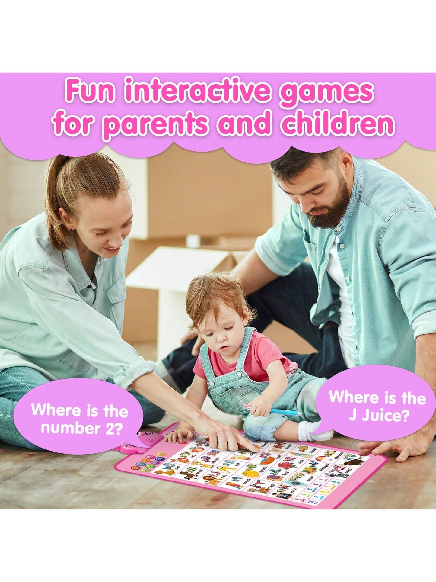 Electronic Interactive Alphabet Wall Chart, Talking ABC & 123S & Music & Learning Poster, Educational Toddlers Toys for 3 4 5 Years Old and up Boys Girls Gifts, Best for Preschool Boys & Girls