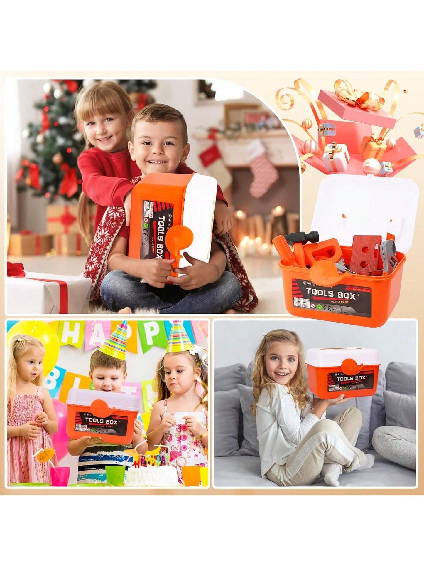 Tool Set Toy for Kids 39/42 PCS Pretend Play Toddler Construction Toy, Includes Safety Vest Hat, Toy Wrench, Drill, Hammer, Screwdriver, Screw Set, Gift for 2 -13 Years Old Boys Girls