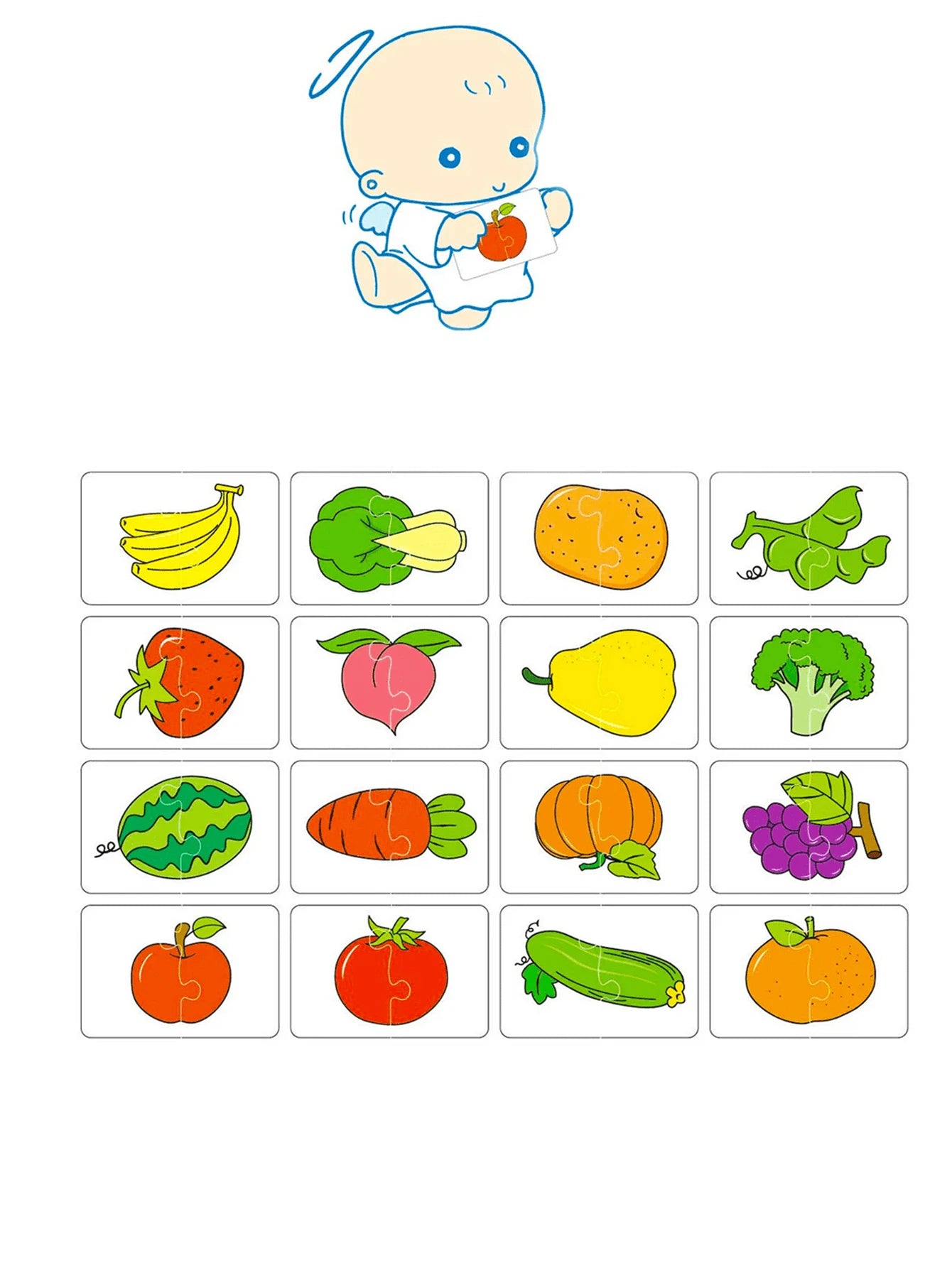 Christmas Decoration 1 Pc Children'S Puzzle Baby Matching Card Early Education Cognitive Card, Vegetables and Fruits, Transportation, Daily Necessities, Animal Cognitive Puzzle Boys and Girls Toys School, Student,Stationery,School Supplies