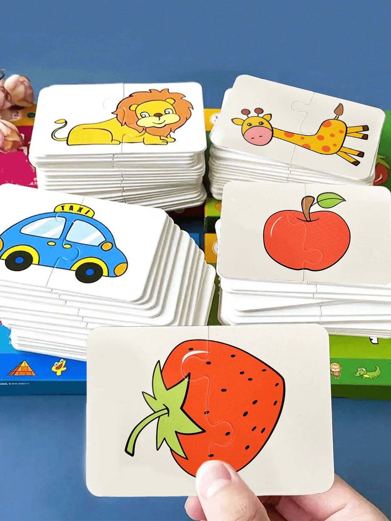 Christmas Decoration 1 Pc Children'S Puzzle Baby Matching Card Early Education Cognitive Card, Vegetables and Fruits, Transportation, Daily Necessities, Animal Cognitive Puzzle Boys and Girls Toys School, Student,Stationery,School Supplies