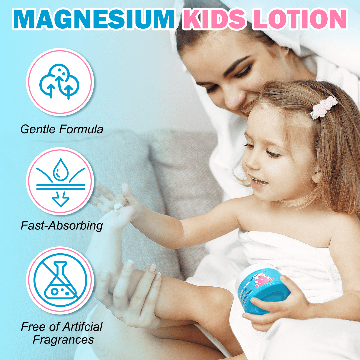 Aliver Magnesium Cream for Kids,Promotes Relaxation & Peaceful Sleep with Natural & Gentle Ingredients, Topical Magnesium Lotion 4.23 Oz