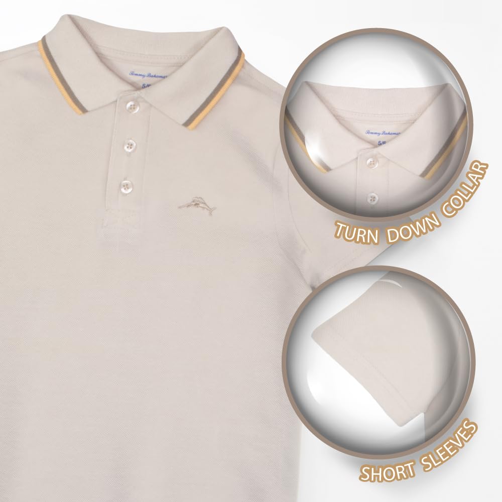 Tommy Bahama Boys Short Sleeve Classic Polo Shirt & Elastic Waist Shorts Set, Casual 2-Piece Summer Outfit for Kids
