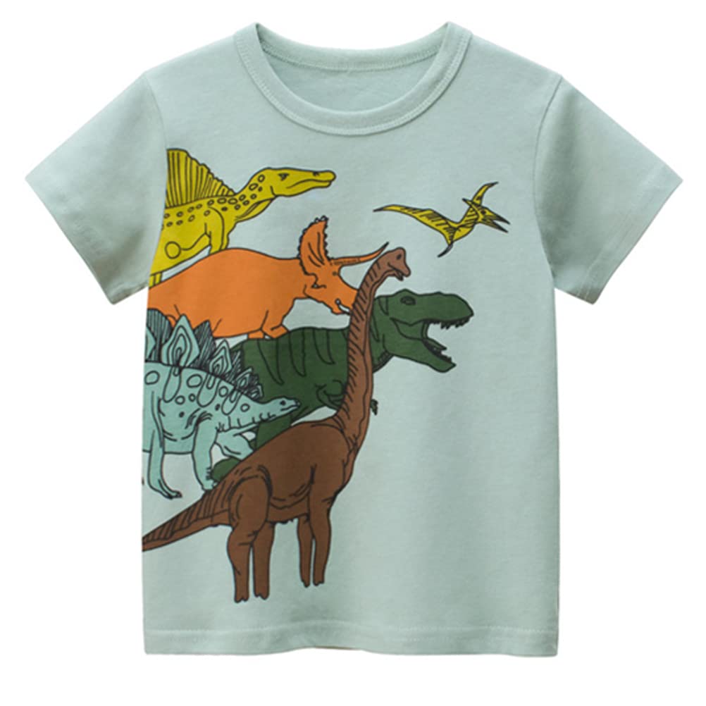 4-Pack Toddler Boys Dinosaur Shark Excavator Truck T-Shirts Graphic Short Sleeve Tees