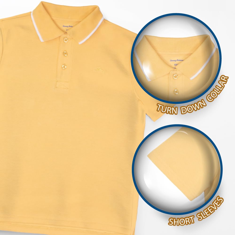 Tommy Bahama Boys Short Sleeve Classic Polo Shirt & Elastic Waist Shorts Set, Casual 2-Piece Summer Outfit for Kids