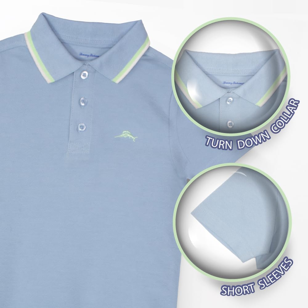 Tommy Bahama Boys Short Sleeve Classic Polo Shirt & Elastic Waist Shorts Set, Casual 2-Piece Summer Outfit for Kids