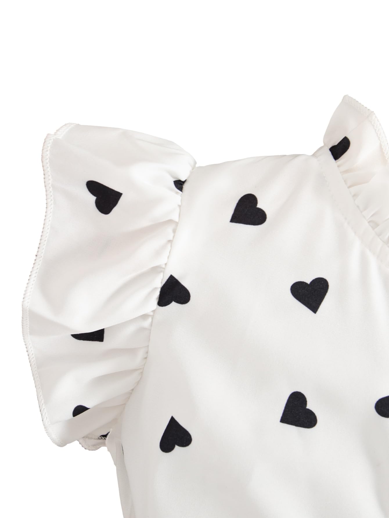 Toddler Girl Clothes Ruffle Trim Short Sleeve Love Polka Dots Button Shirt with Belt and Leggings Outfits Sets