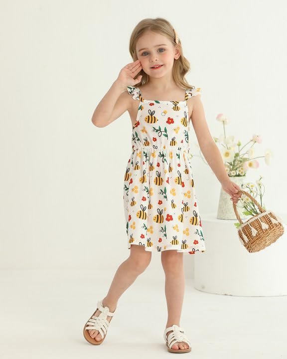 Toddler Girl Dress Little Girl Clothes Ruffle Sleeveless Multipack Floral Flamingo Striped Summer Spring Casual Dresses