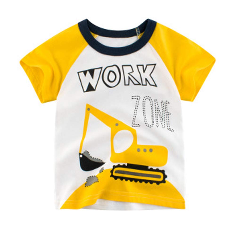 4-Pack Toddler Boys Dinosaur Shark Excavator Truck T-Shirts Graphic Short Sleeve Tees