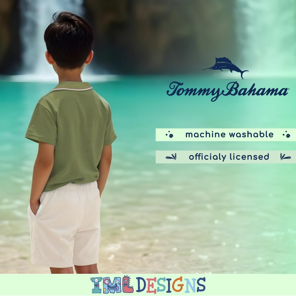 Tommy Bahama Boys Short Sleeve Classic Polo Shirt & Elastic Waist Shorts Set, Casual 2-Piece Summer Outfit for Kids