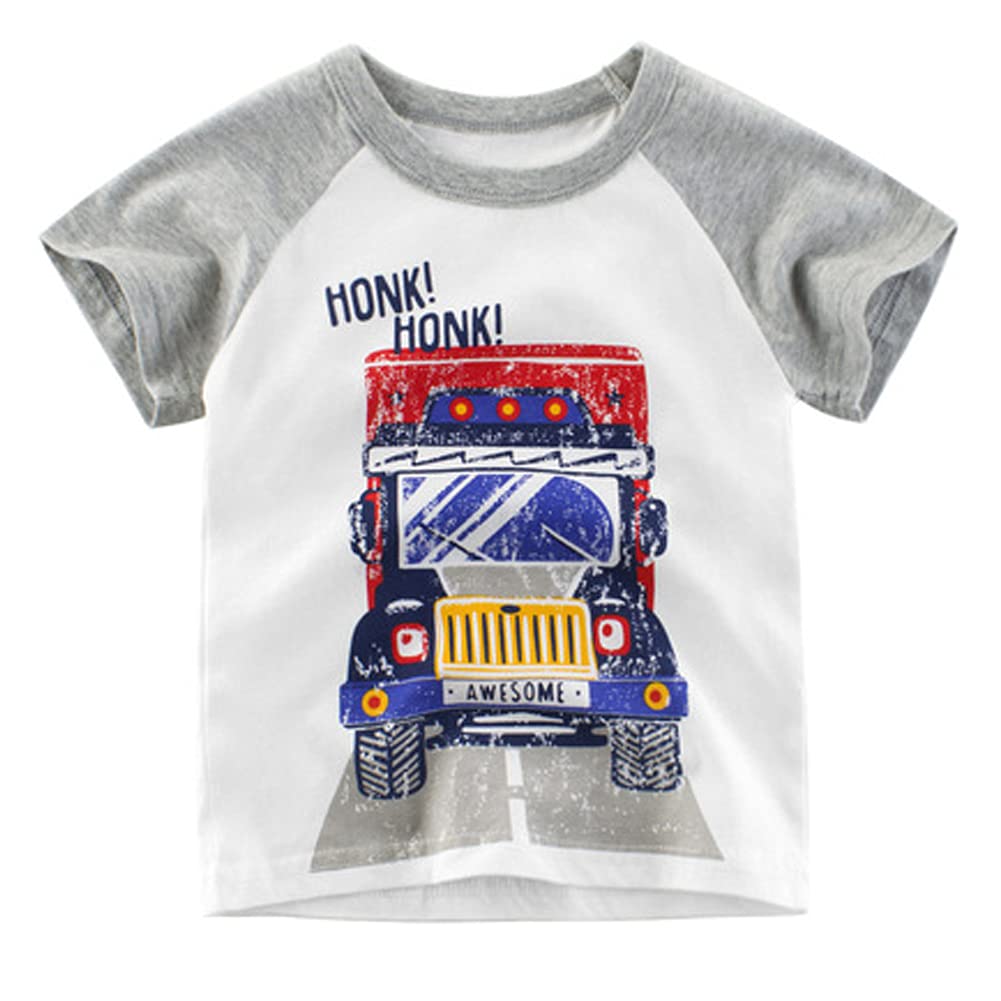 4-Pack Toddler Boys Dinosaur Shark Excavator Truck T-Shirts Graphic Short Sleeve Tees