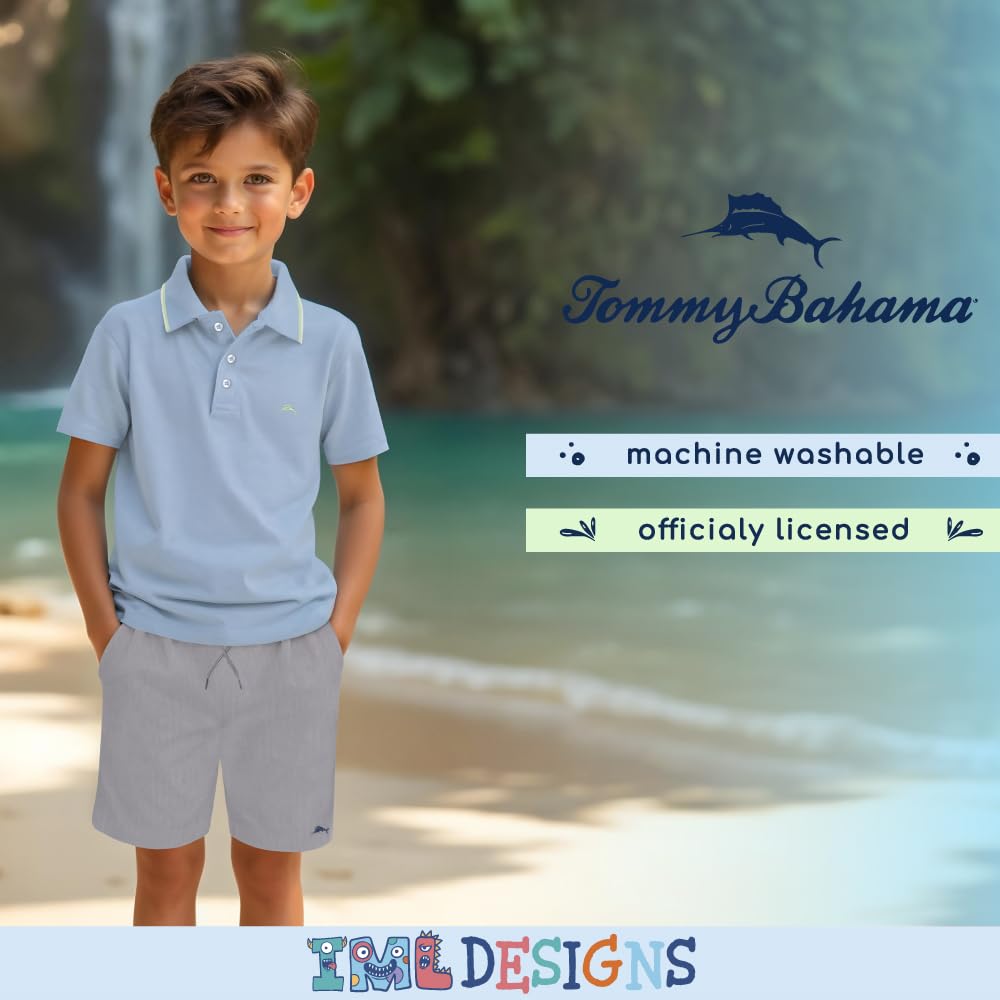 Tommy Bahama Boys Short Sleeve Classic Polo Shirt & Elastic Waist Shorts Set, Casual 2-Piece Summer Outfit for Kids