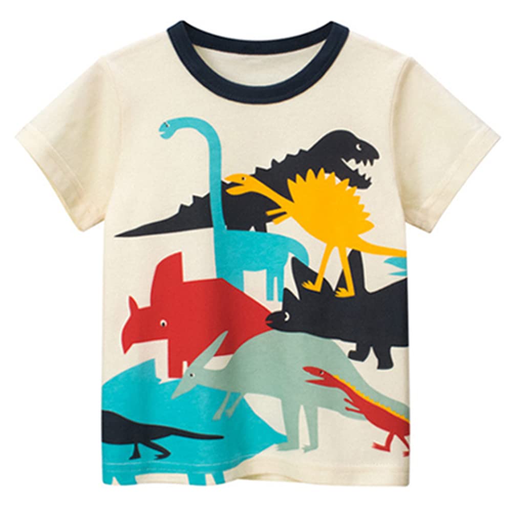 4-Pack Toddler Boys Dinosaur Shark Excavator Truck T-Shirts Graphic Short Sleeve Tees