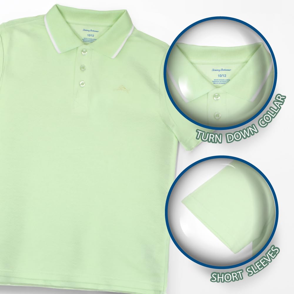 Tommy Bahama Boys Short Sleeve Classic Polo Shirt & Elastic Waist Shorts Set, Casual 2-Piece Summer Outfit for Kids