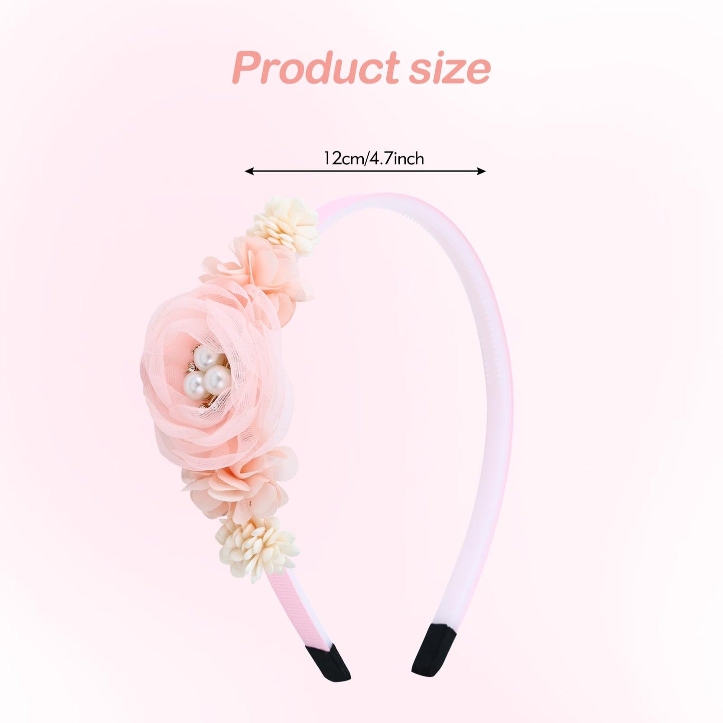 5 Pieces Beige Pink Plastic Flower Headbands Floral Hair Bands Hoops Accessories for Baby Girls Toddlers Kids Teens