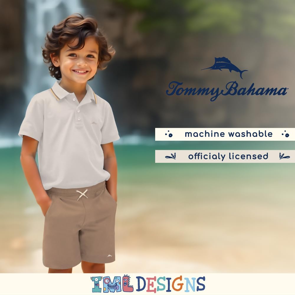 Tommy Bahama Boys Short Sleeve Classic Polo Shirt & Elastic Waist Shorts Set, Casual 2-Piece Summer Outfit for Kids