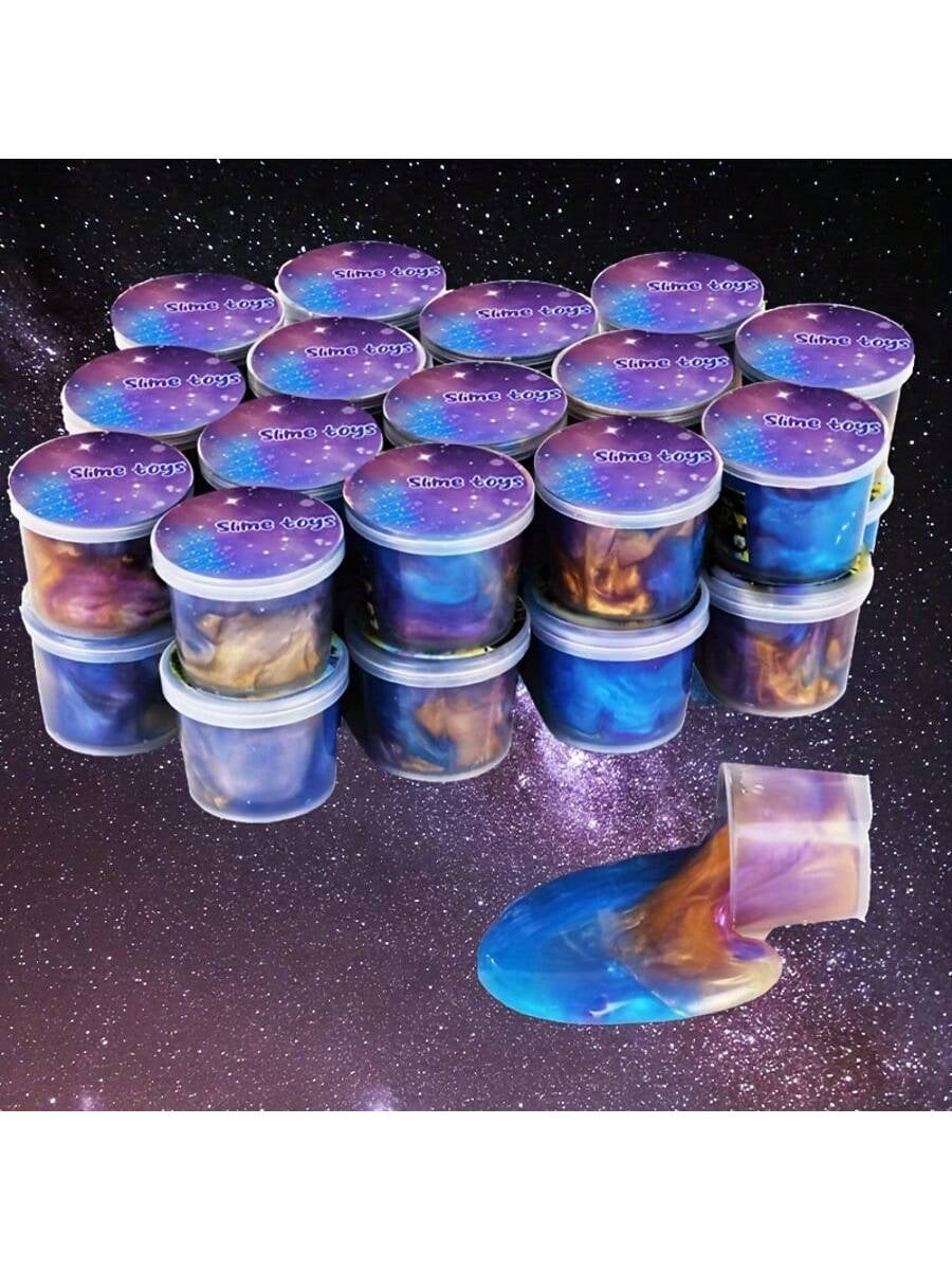 24 Packs Galaxy Putty Slime, Party Favor for Kids Girls & Boys, Adults, Non Sticky, Stress & Anxiety Relief, Wet, Super Soft Sludge Toy,Easter Basket Stuffers