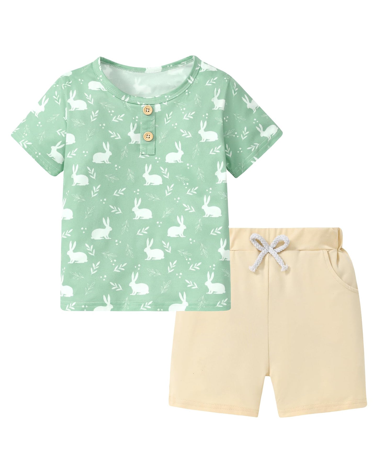 Coco&RARA Toddler Boy Clothes Outfits Kid Summer Hawaiian Print T-Shirt + Elastic Waist Pockets Shorts Clothes Set 2-7T