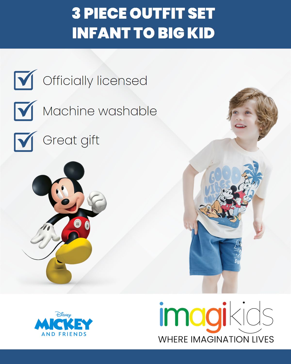 Disney Lion King Toy Story Mickey Mouse Cars T-Shirt Tank Top and French Terry Shorts 3 Piece Outfit Set Toddler to Big Kid