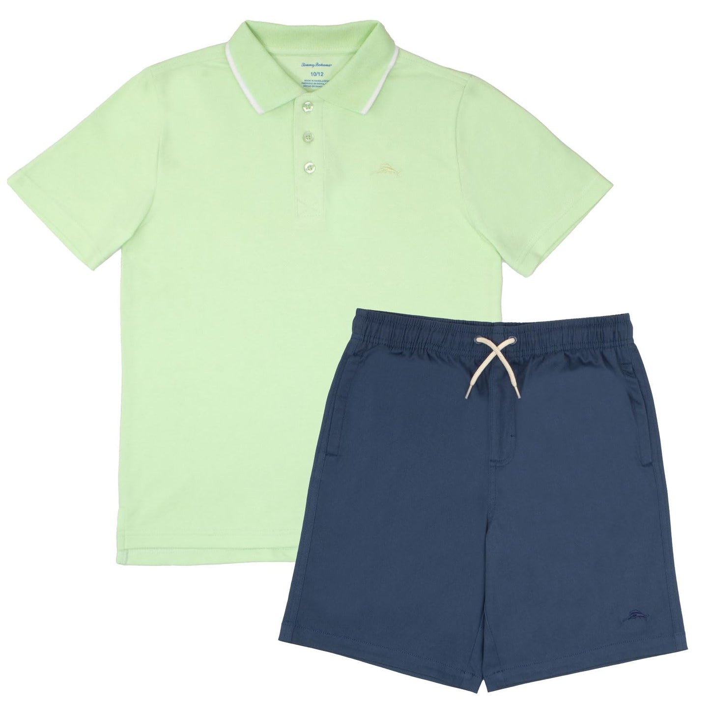 Tommy Bahama Boys Short Sleeve Classic Polo Shirt & Elastic Waist Shorts Set, Casual 2-Piece Summer Outfit for Kids