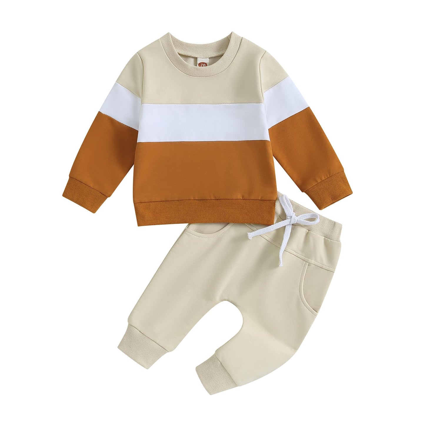 Tsnbre Baby Boy Clothes Outfits Fall Long Sleeve Color Block Sweatshirt Tops Casual Pants Newborn 2Pcs Set