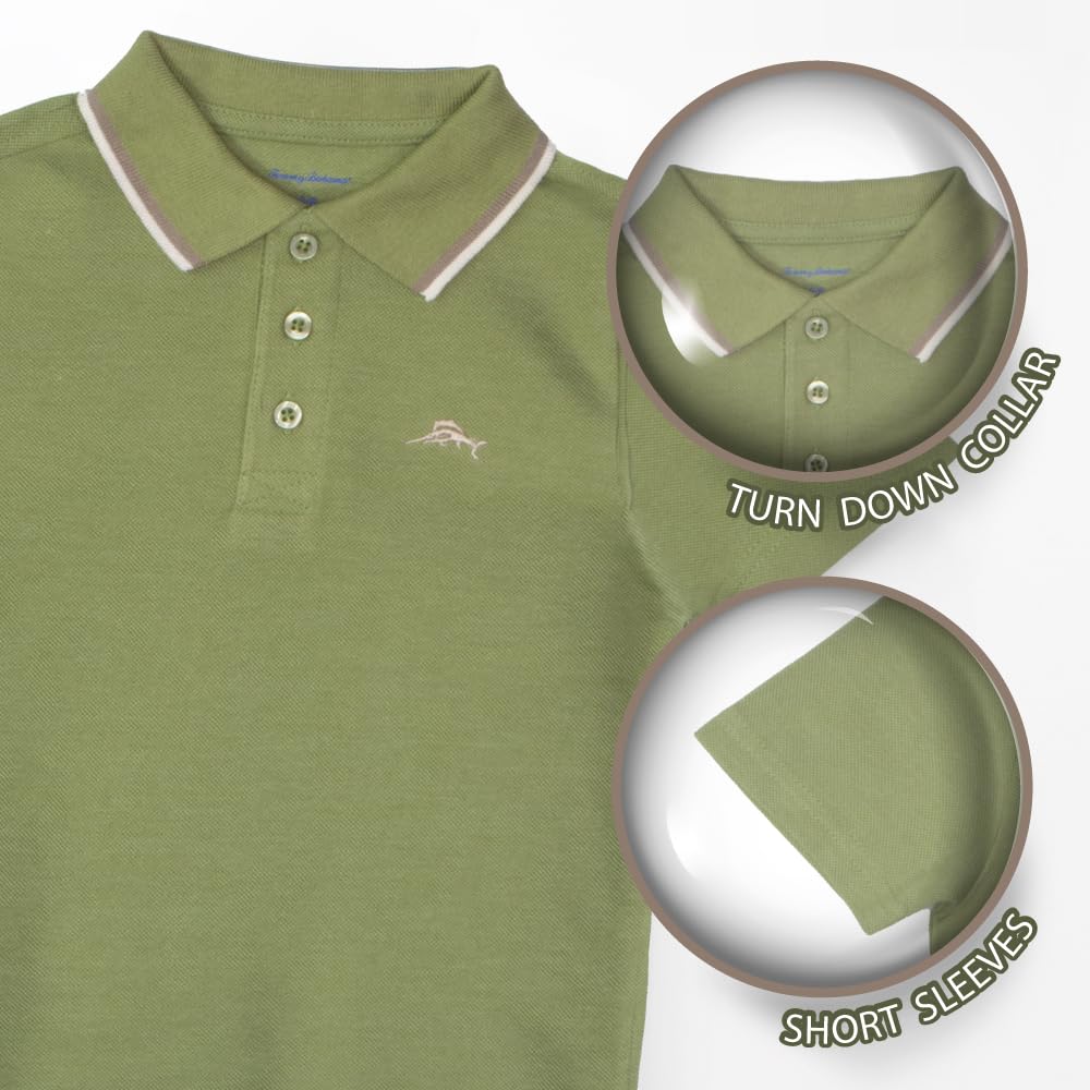 Tommy Bahama Boys Short Sleeve Classic Polo Shirt & Elastic Waist Shorts Set, Casual 2-Piece Summer Outfit for Kids