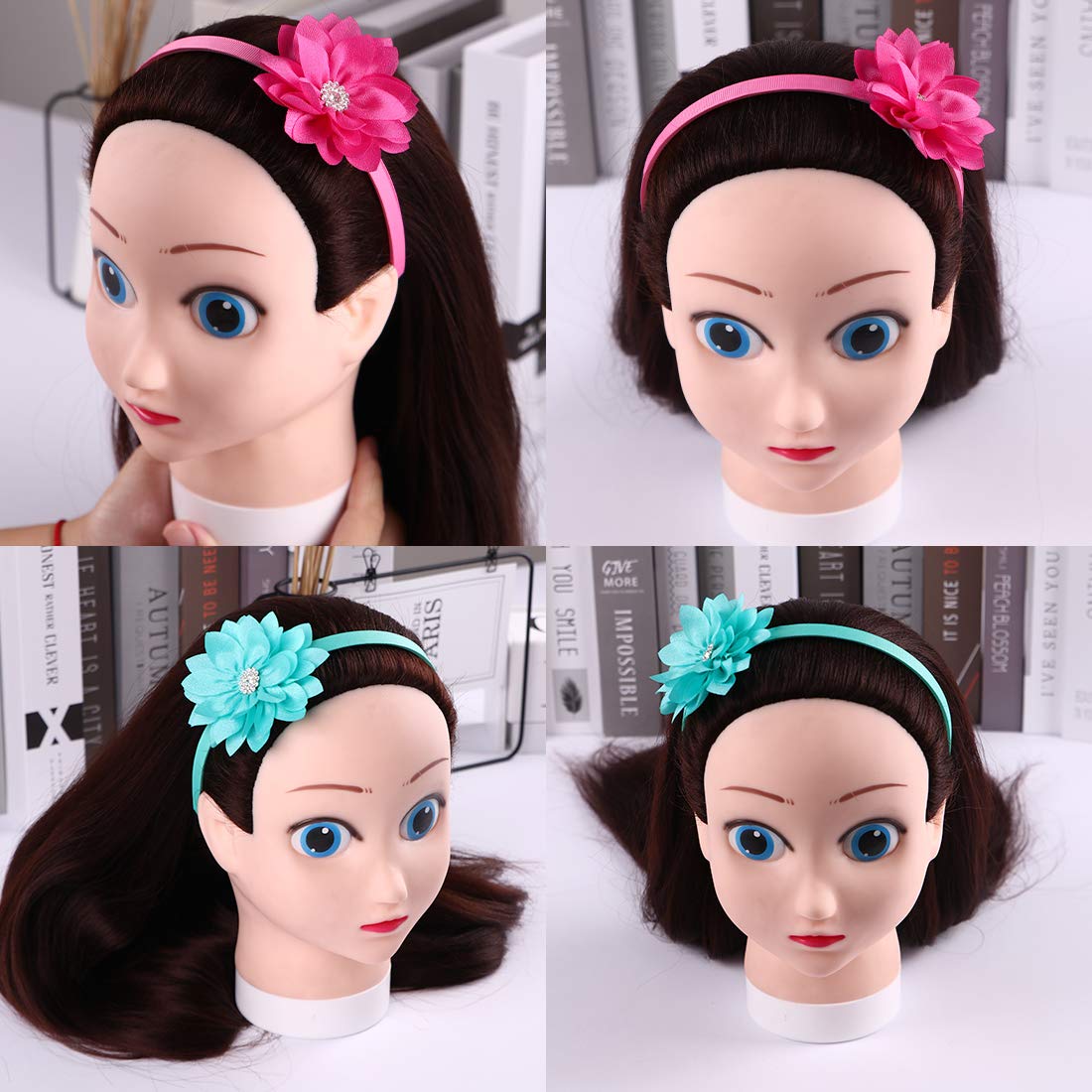 WANYU 10 Pcs Flower Bow Headbands For Girls,Toddler Headbands Chiffon Floral Kids Hair Bands Sparkle Cute 3.5 inch Bow Headpiece-Diademas Para Niñas1