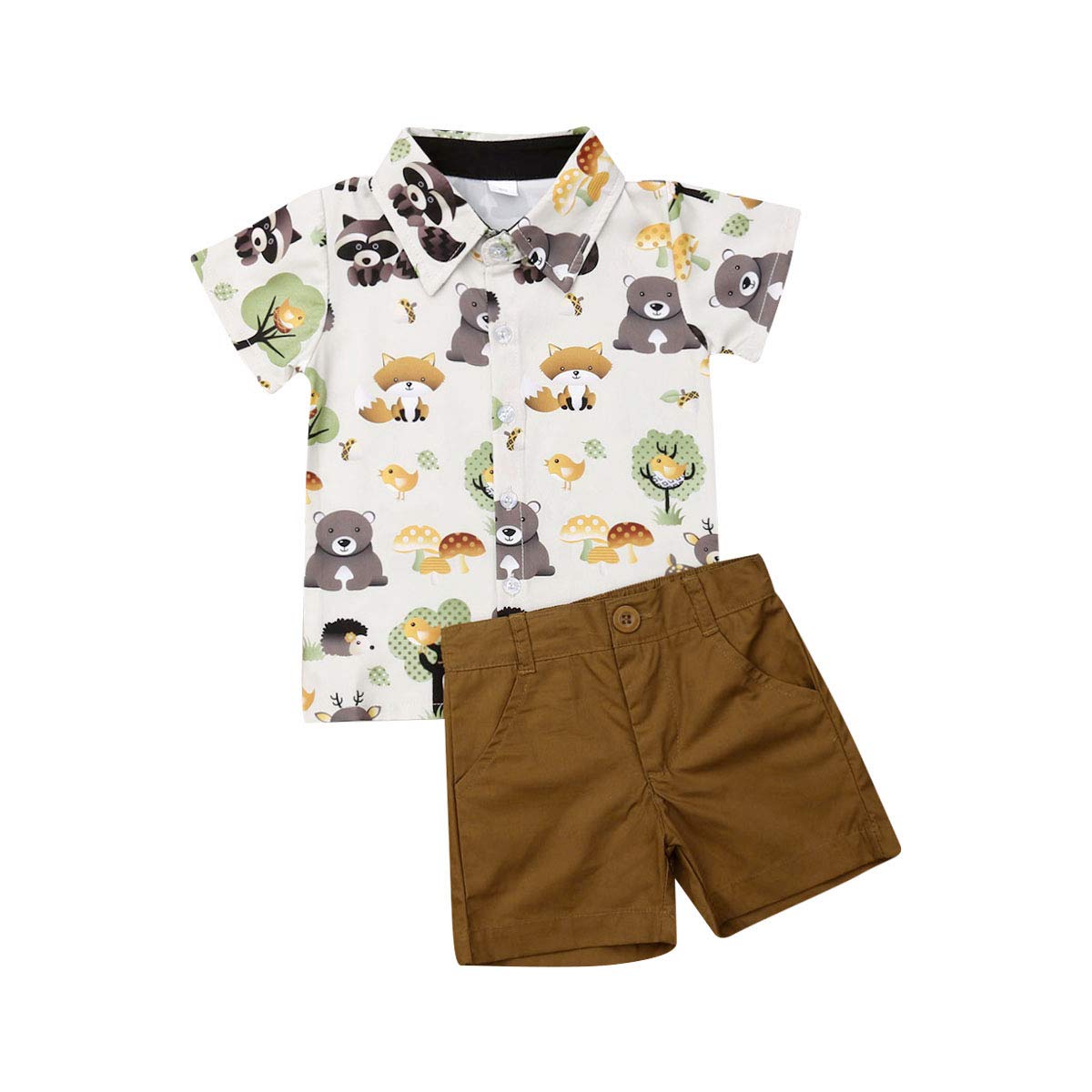 2Pcs Baby Boys Summer Clothing Sets Cute Letters Print Button Down Shirt+Shorts Outfits Toddler Clothes