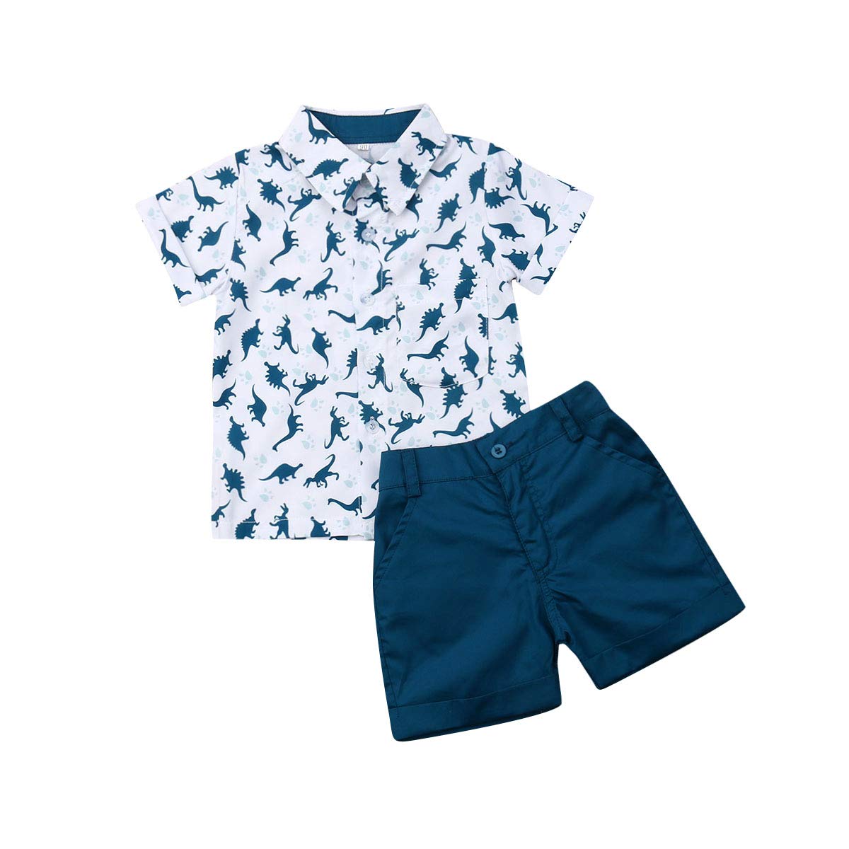 2Pcs Baby Boys Summer Clothing Sets Cute Letters Print Button Down Shirt+Shorts Outfits Toddler Clothes