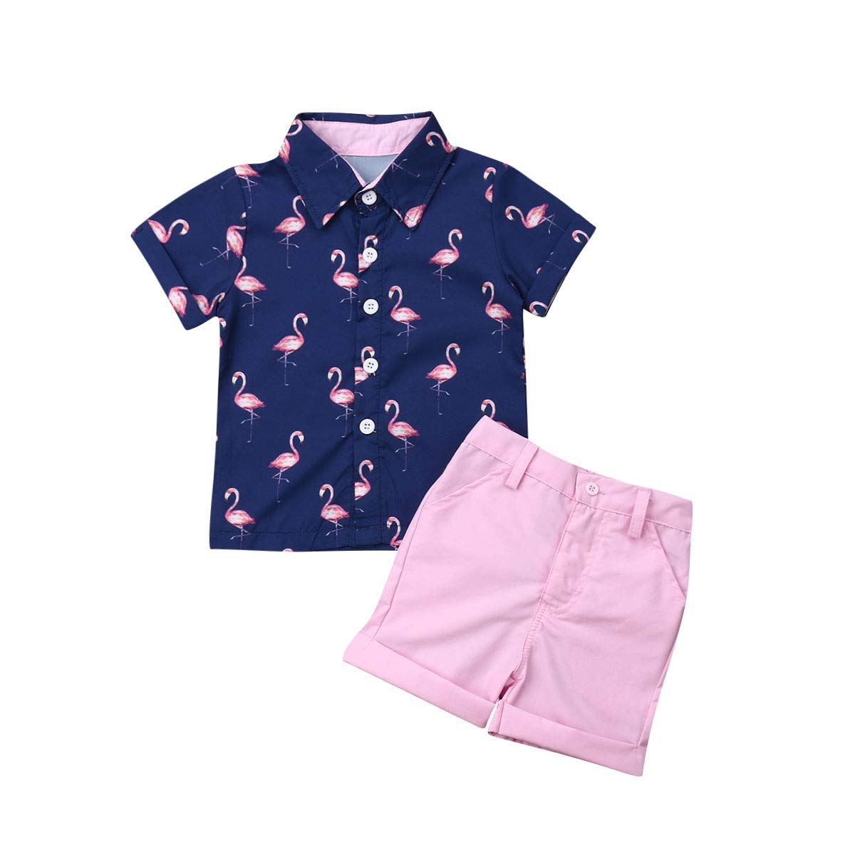 2Pcs Baby Boys Summer Clothing Sets Cute Letters Print Button Down Shirt+Shorts Outfits Toddler Clothes