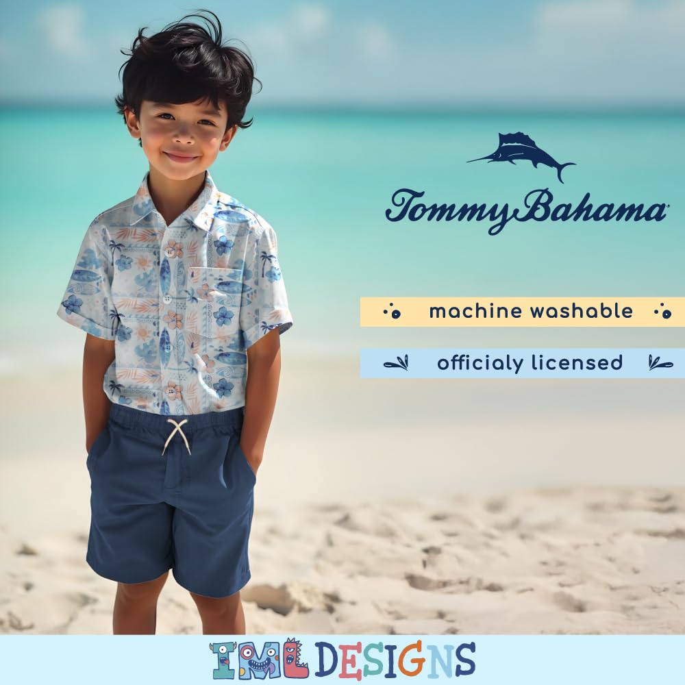 Tommy Bahama Boys Hawaiian Button Down Short Sleeve Shirt & Elastic Waist Shorts Set, Casual 2-Piece Summer Outfit for Kids