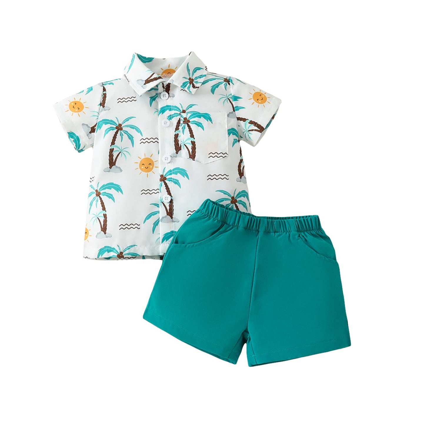 2Pcs Baby Boys Summer Clothing Sets Cute Letters Print Button Down Shirt+Shorts Outfits Toddler Clothes