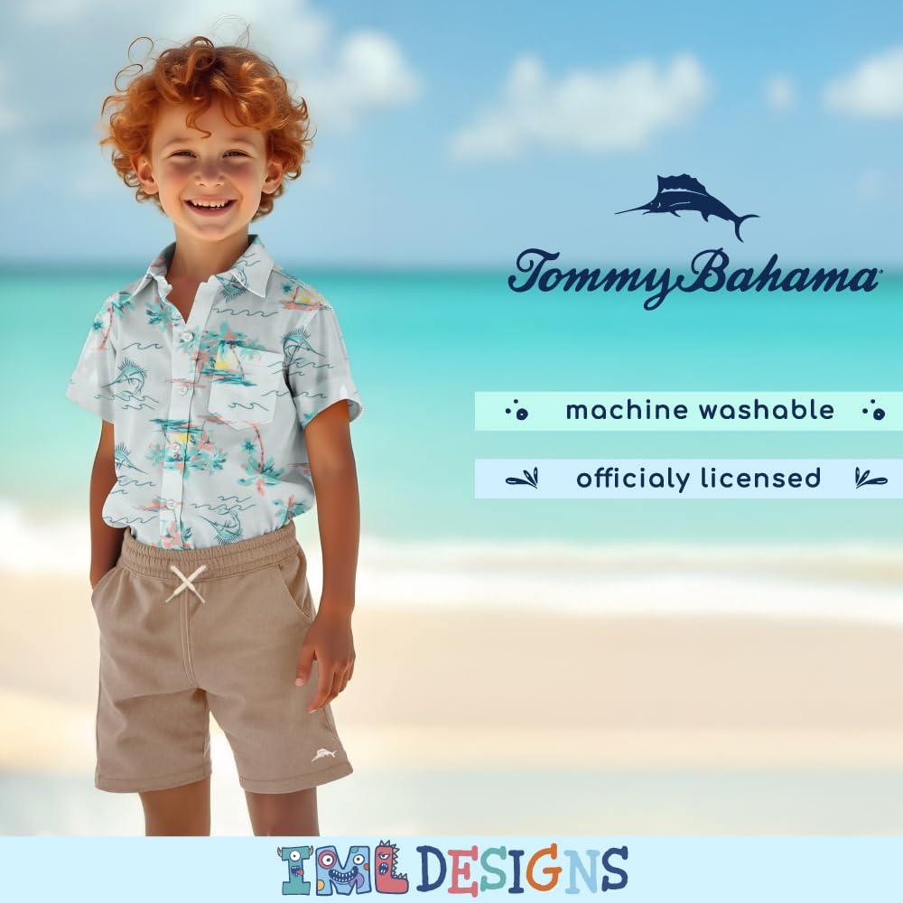 Tommy Bahama Boys Hawaiian Button Down Short Sleeve Shirt & Elastic Waist Shorts Set, Casual 2-Piece Summer Outfit for Kids