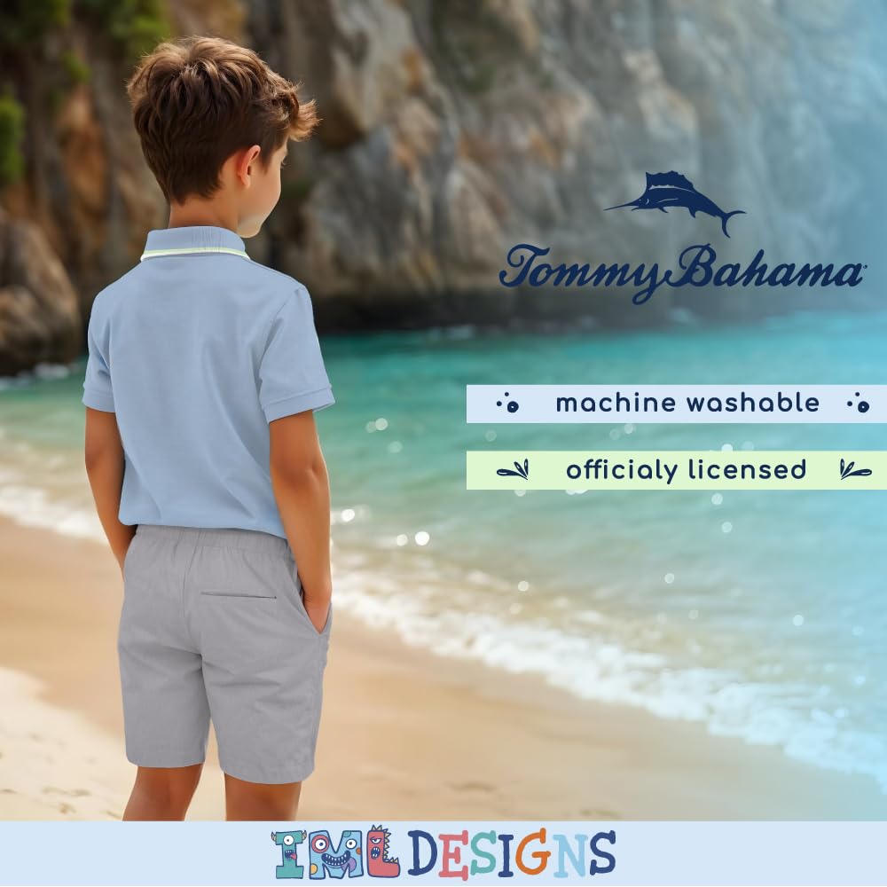 Tommy Bahama Boys Short Sleeve Classic Polo Shirt & Elastic Waist Shorts Set, Casual 2-Piece Summer Outfit for Kids