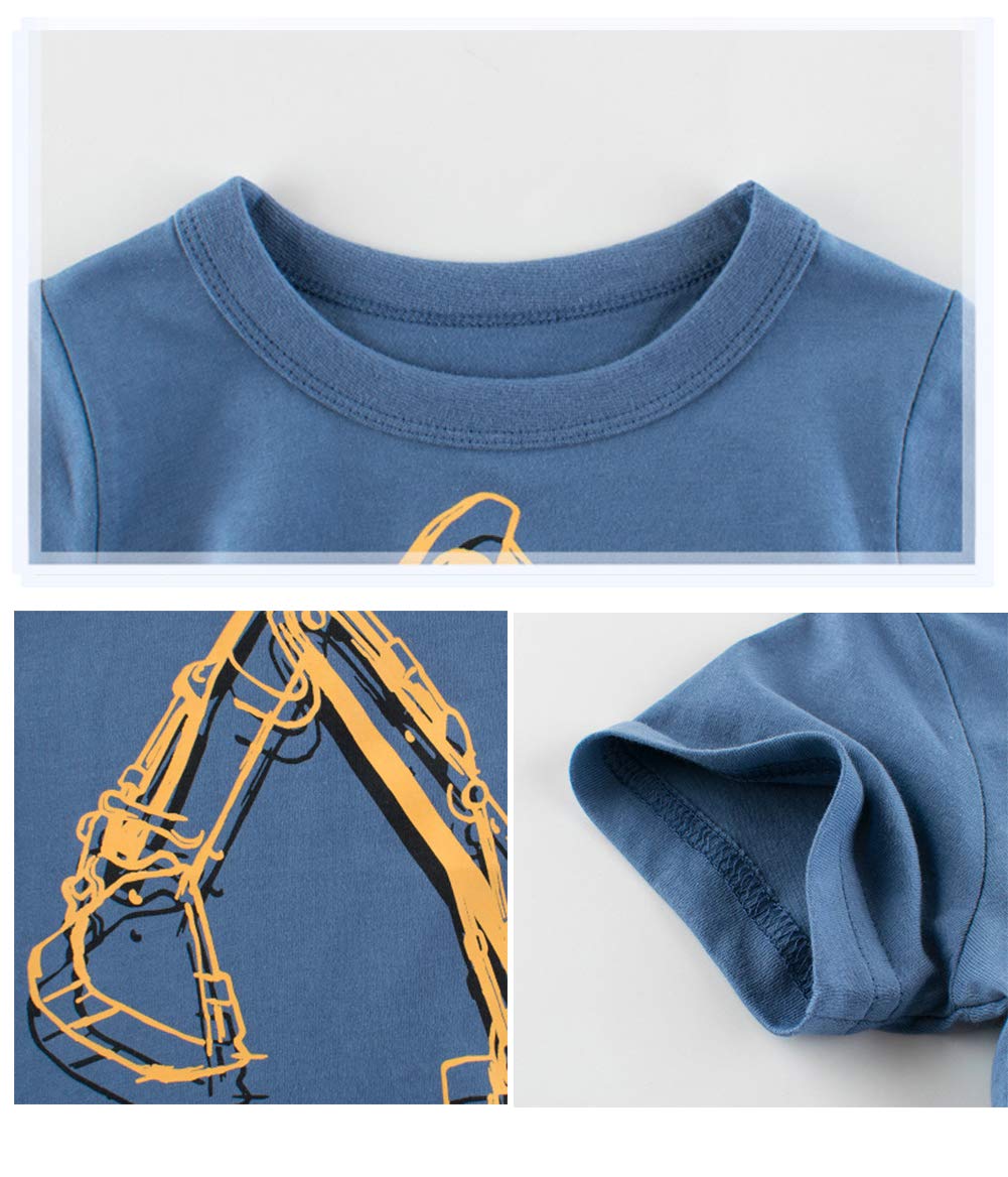 4-Pack Toddler Boys Dinosaur Shark Excavator Truck T-Shirts Graphic Short Sleeve Tees