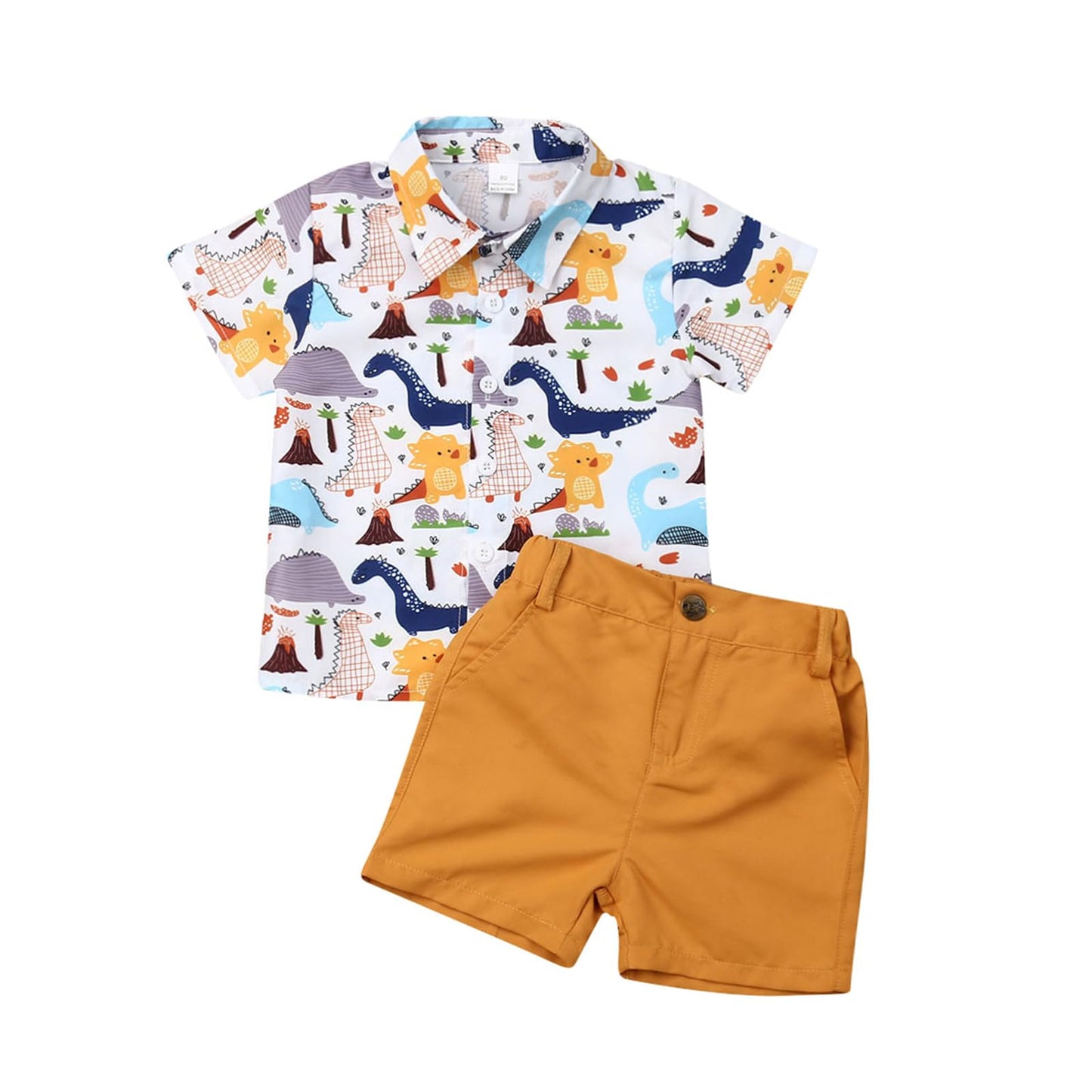 2Pcs Baby Boys Summer Clothing Sets Cute Letters Print Button Down Shirt+Shorts Outfits Toddler Clothes