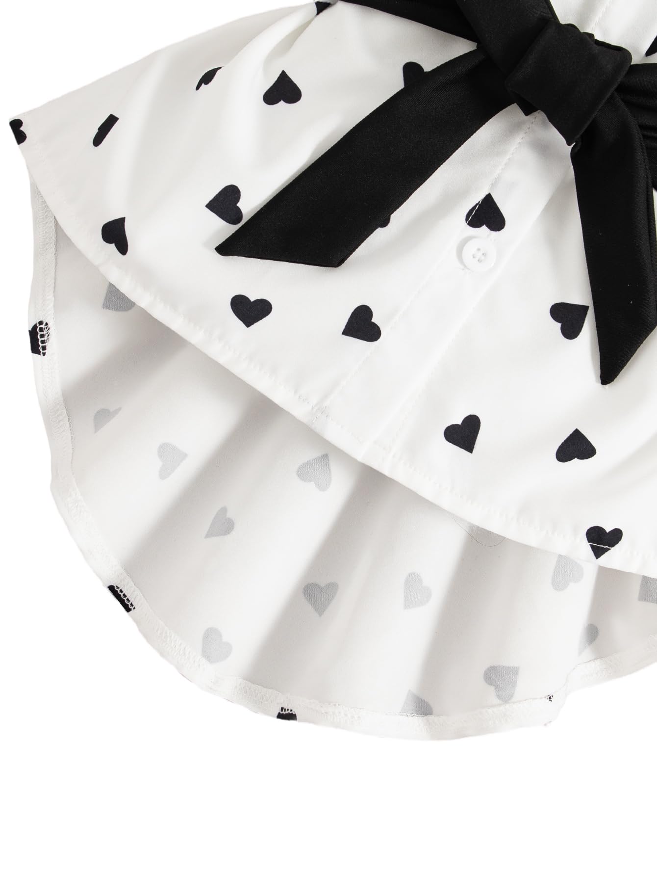 Toddler Girl Clothes Ruffle Trim Short Sleeve Love Polka Dots Button Shirt with Belt and Leggings Outfits Sets
