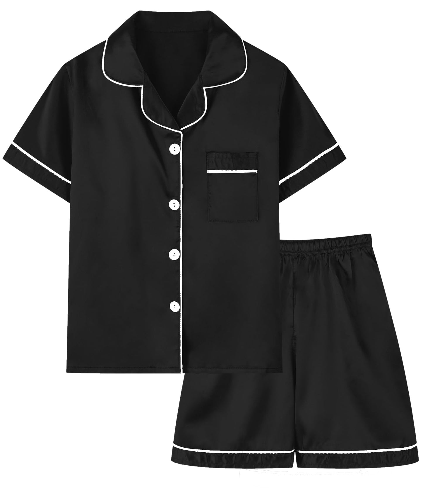 Boys & Mens Silk Pajamas Button Down Sleepwear Satin Nightwear 2 Pcs Pj Set