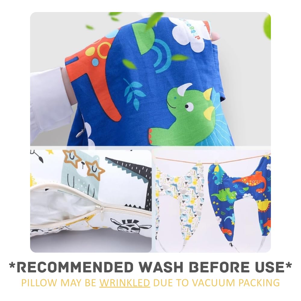 Travel Pillow Car Pillow for Kids 6 Years Old+ Kid Car Sleeping for The Back Seat of Car Seat Belt Adjuster Neck Shoulder Support on Road Trips Cartoon Anime Gift Ideas(Dinosaur)