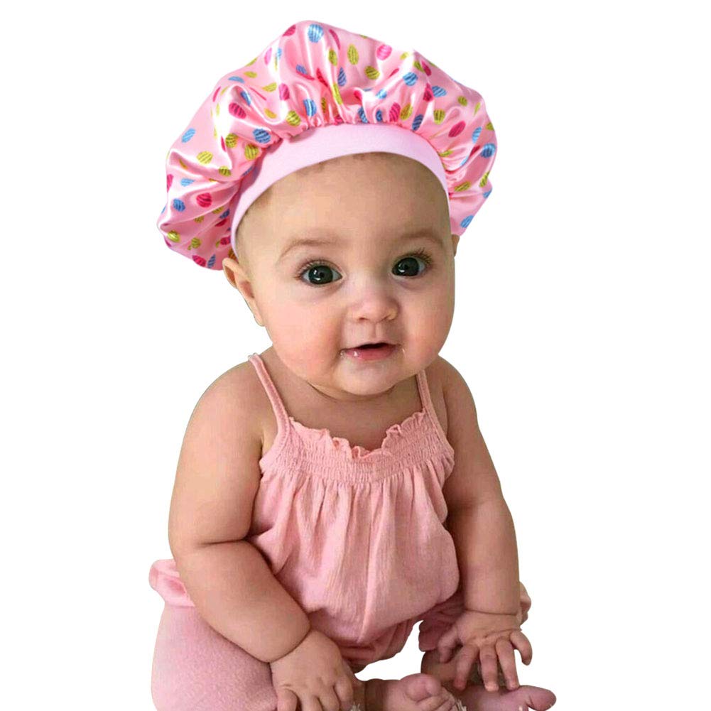 3 Pieces Kids Satin Bonnet Dinosaur Wide Elastic Band Sleeping Cap Soft Silk Double Layer Night Hair Hats for Teens Toddler Child Baby