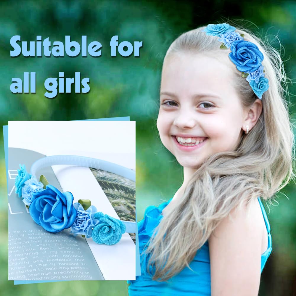 5 Pieces Beige Pink Plastic Flower Headbands Floral Hair Bands Hoops Accessories for Baby Girls Toddlers Kids Teens