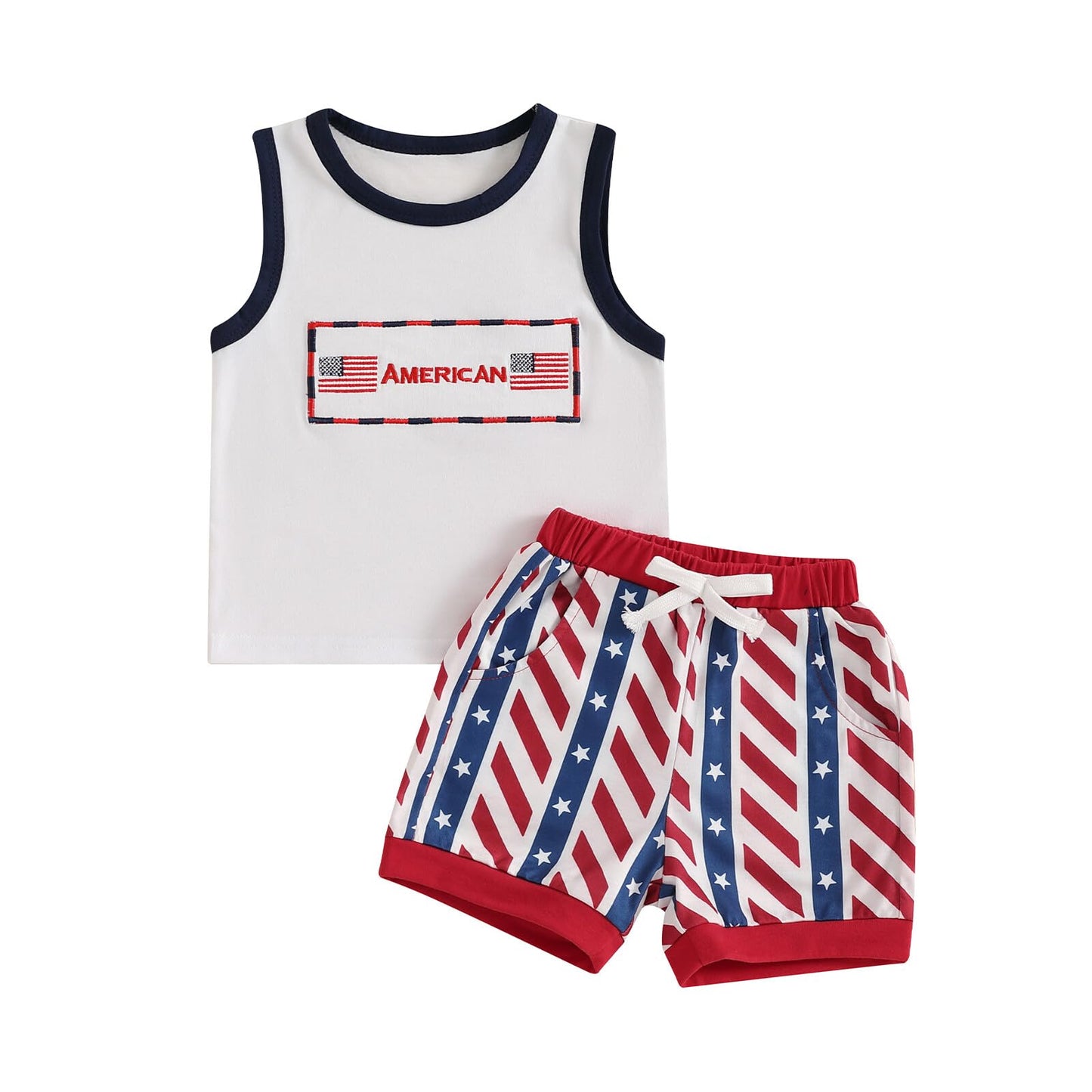 Kupretty Baby Boy Summer Clothes Sleeveless Tank Tops Vest T-Shirt + Casual Shorts Toddler Outfits Set