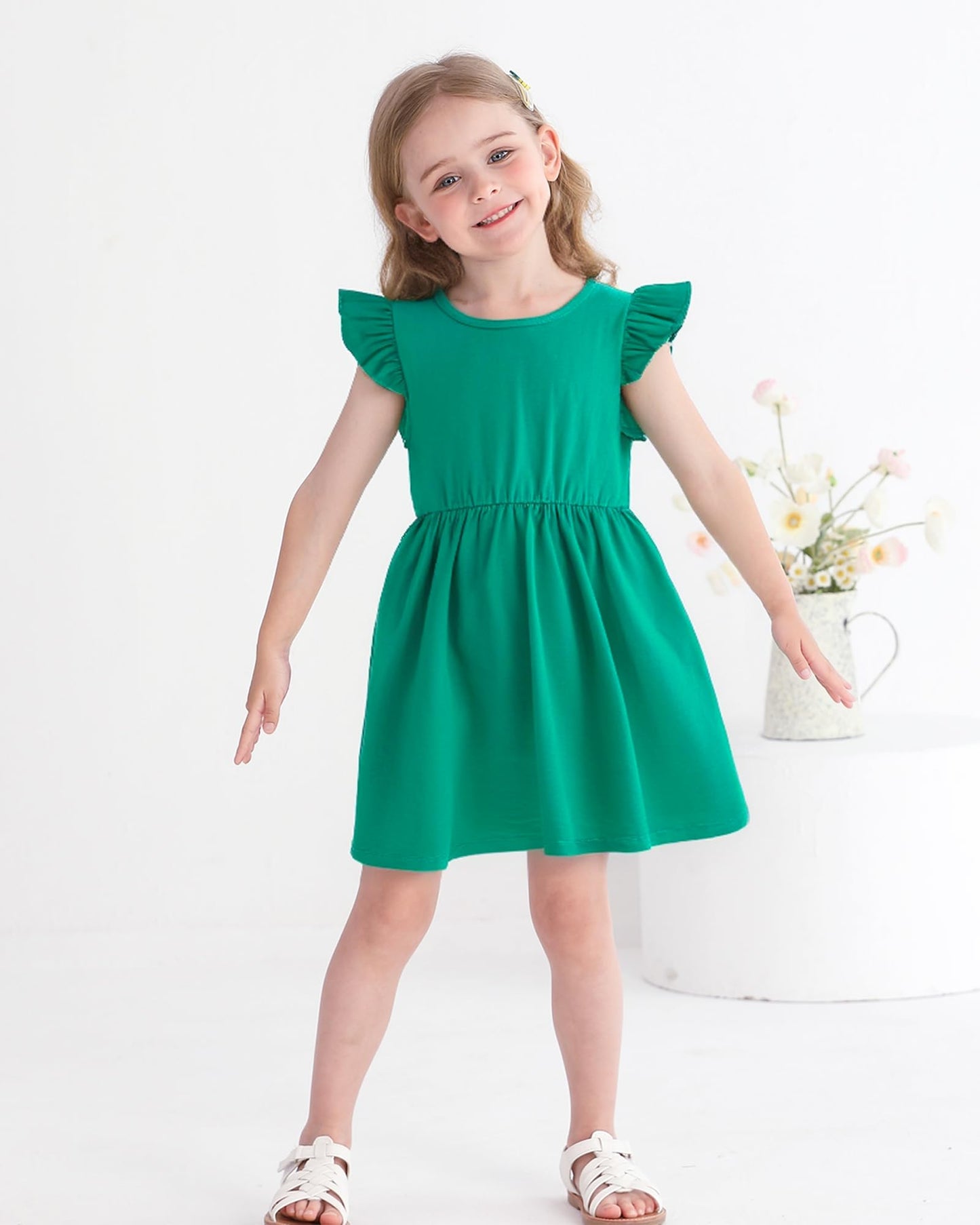 Toddler Girl Dress Little Girl Clothes Ruffle Sleeveless Multipack Floral Flamingo Striped Summer Spring Casual Dresses