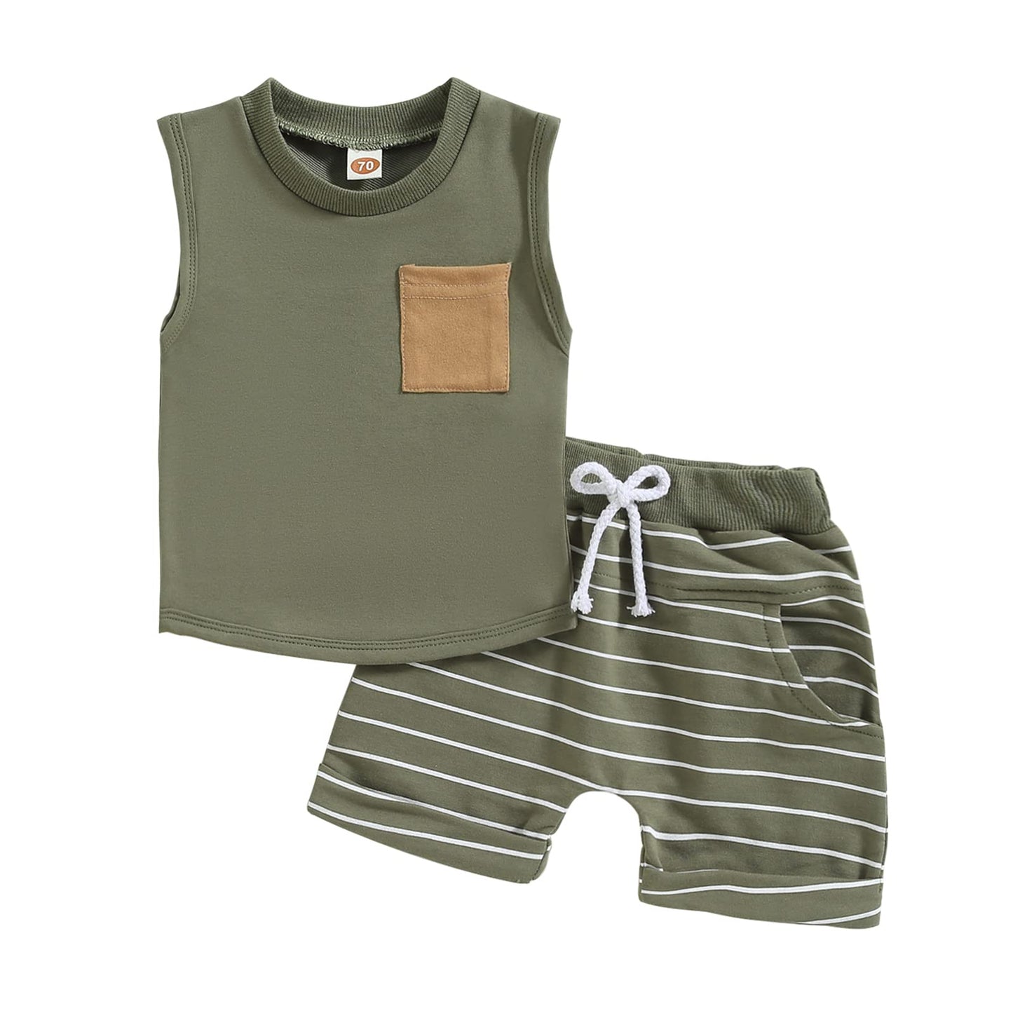 Kupretty Baby Boy Summer Clothes Sleeveless Tank Tops Vest T-Shirt + Casual Shorts Toddler Outfits Set