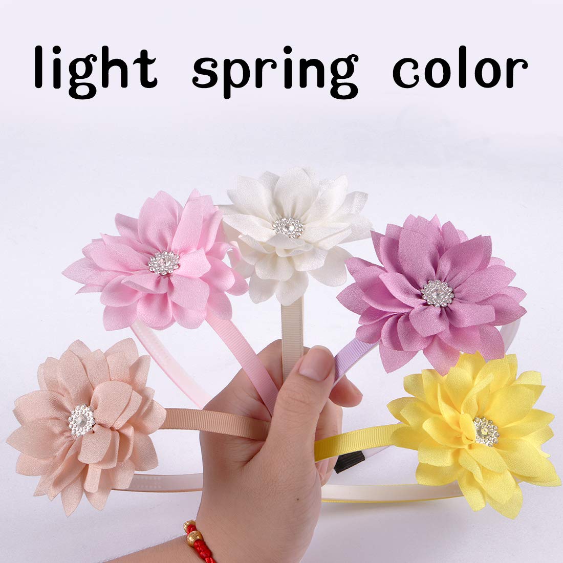 WANYU 10 Pcs Flower Bow Headbands For Girls,Toddler Headbands Chiffon Floral Kids Hair Bands Sparkle Cute 3.5 inch Bow Headpiece-Diademas Para Niñas1