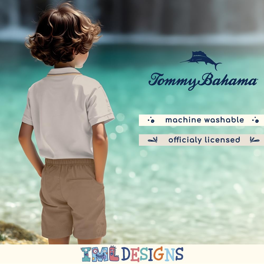 Tommy Bahama Boys Short Sleeve Classic Polo Shirt & Elastic Waist Shorts Set, Casual 2-Piece Summer Outfit for Kids