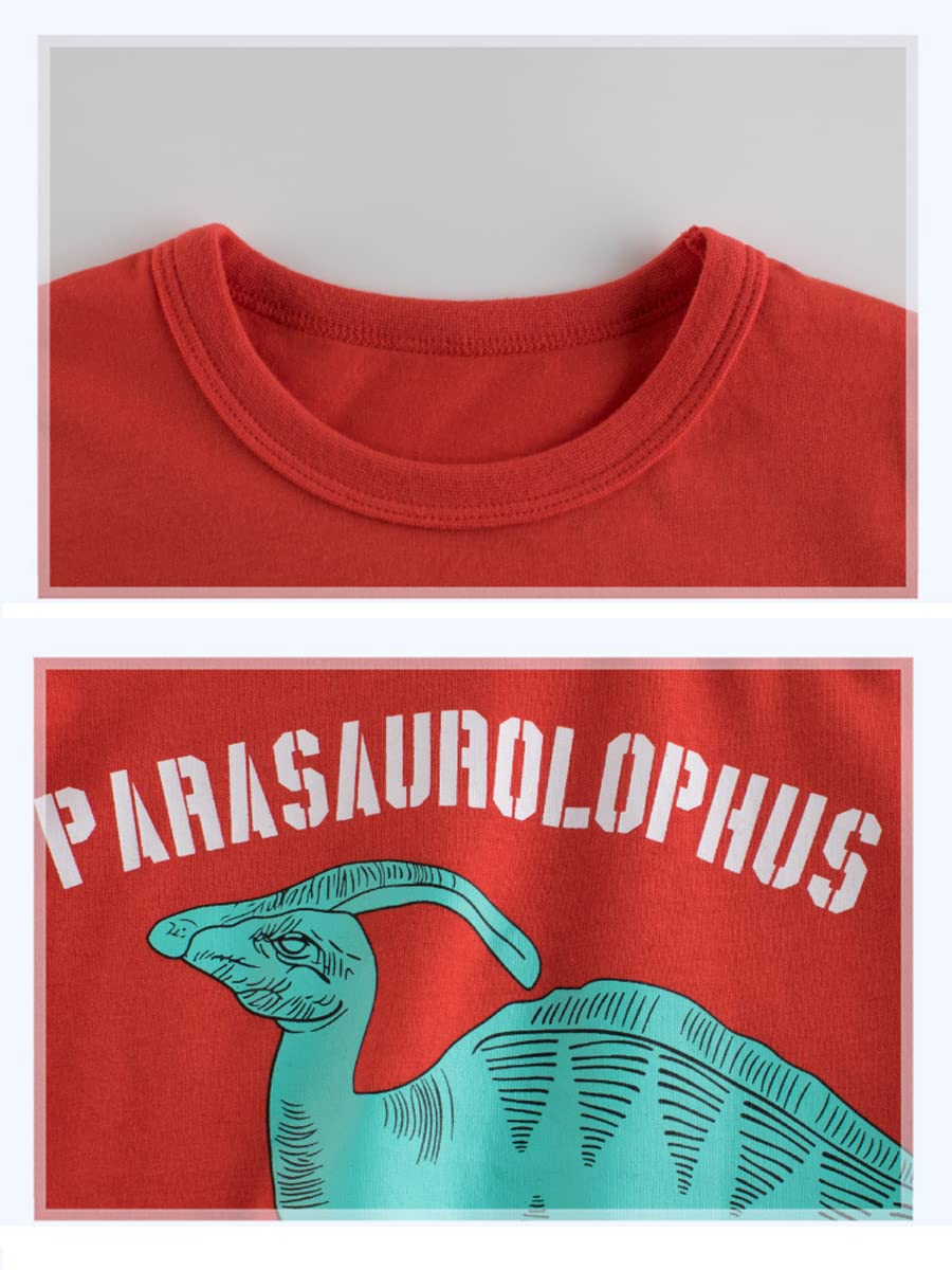 4-Pack Toddler Boys Dinosaur Shark Excavator Truck T-Shirts Graphic Short Sleeve Tees