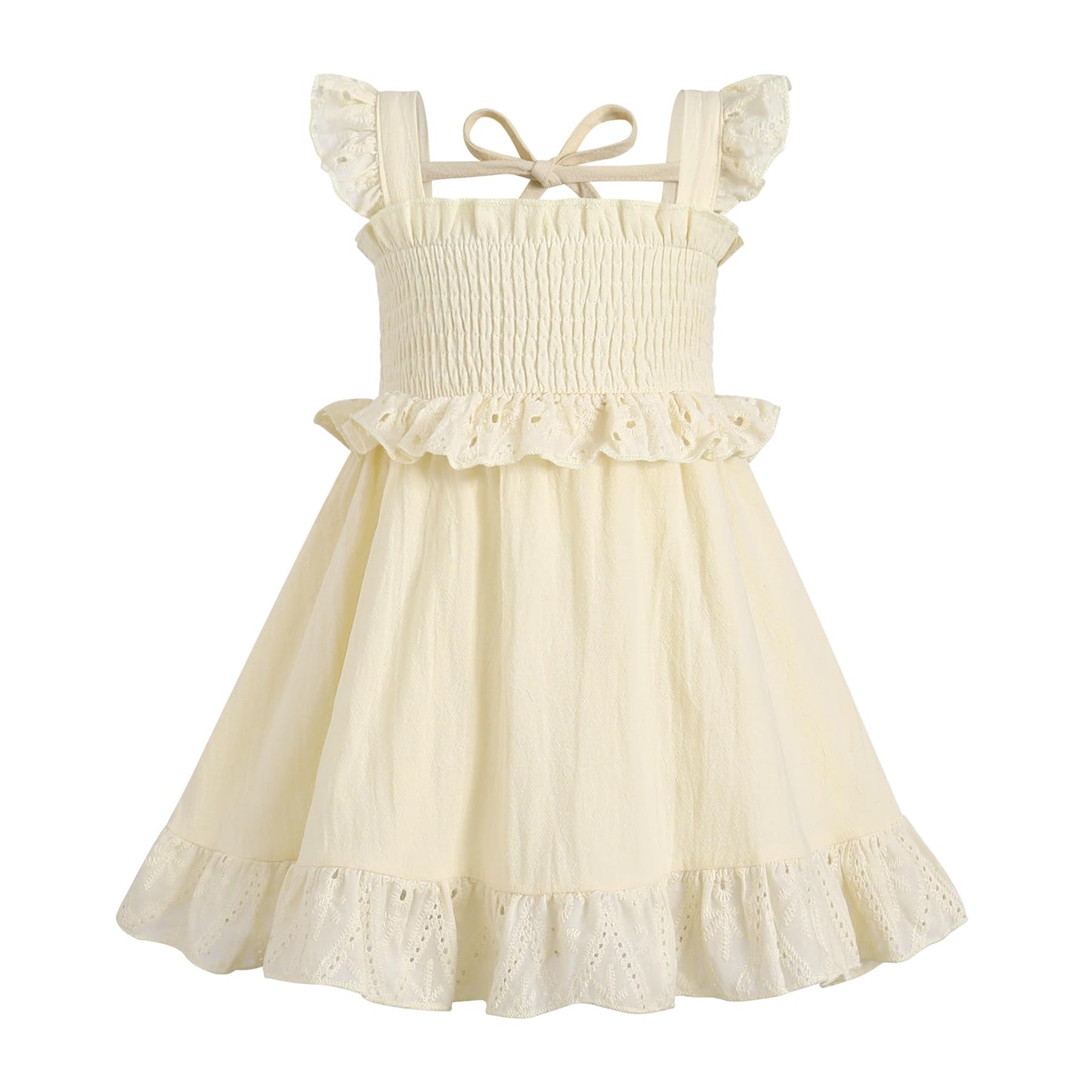 YOUNGER TREE Toddler Dress Baby Girls Cotton Ruffle Sleeveless Summer Dresses Kids Boho Beach Casual Sundress